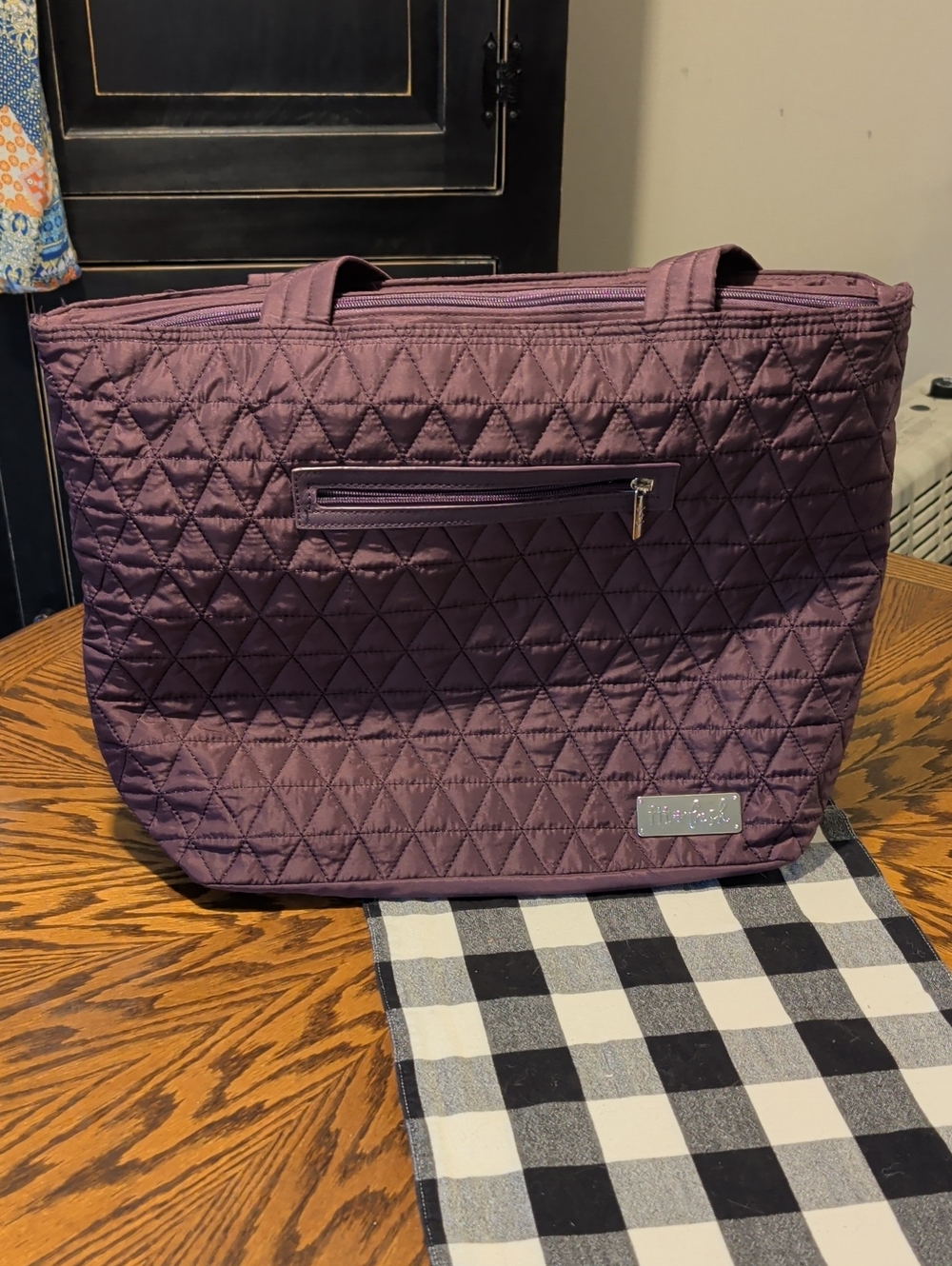 Fresh & Fit Quilted Large Tote Bag in Plum.
